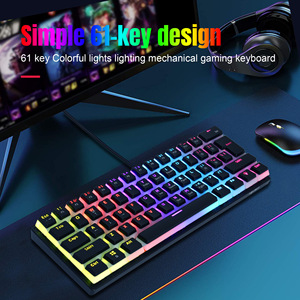amz热卖61键<span class=keywords><strong>oem</strong></span> odm游戏键盘激光雕刻键帽键盘热插拔60% c型游戏机械键盘