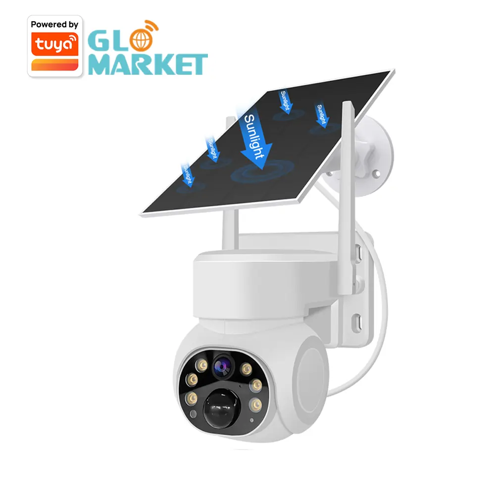 Glomarket telecamera solare di sicurezza per esterni Tuya Wifi Smart Wireless telecamera Cctv PTZ 4g Sim Card