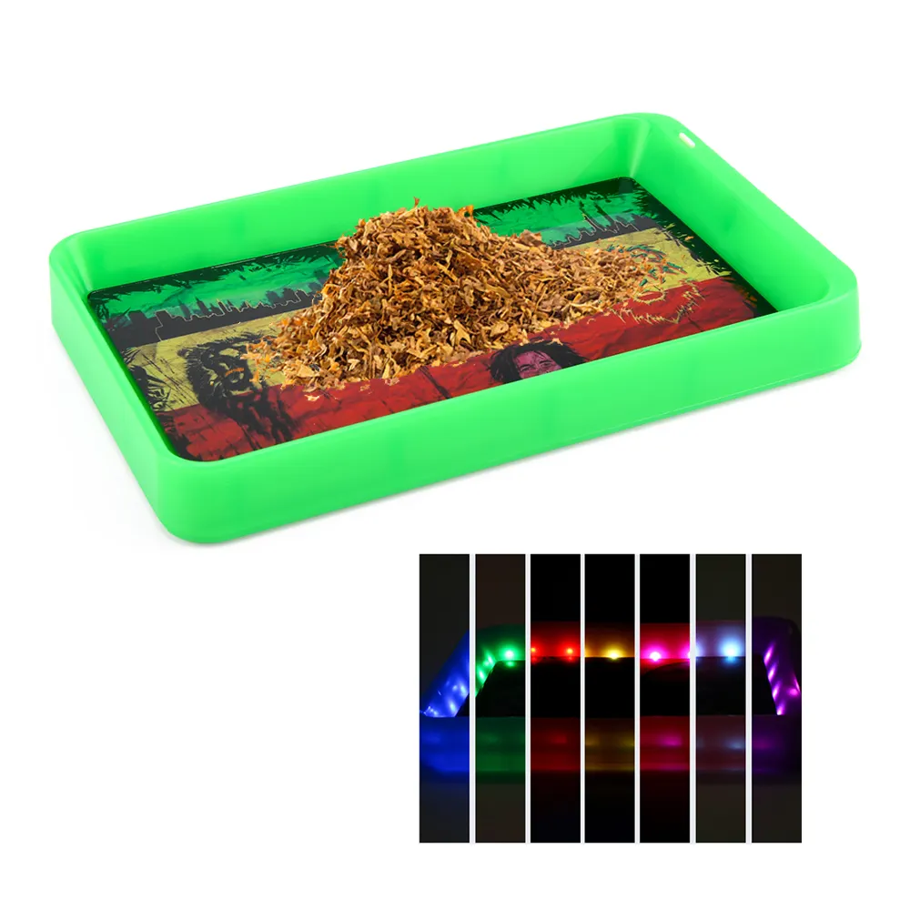 Bandeja de almacenamiento de cigarrillos LED, bandeja de plástico grande multicolor, operación de 24x14cm