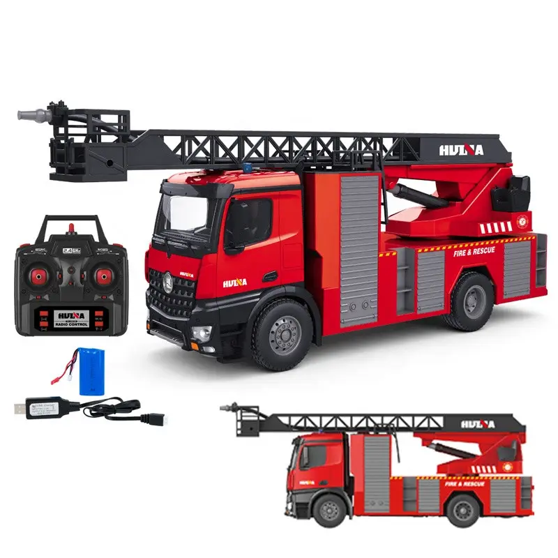 Оптовая продажа, Радиоуправляемый грузовик 1:14, детская симуляция, радиоуправляемая лестница с распылителем воды, пожарная машина на дистанционном управлении, Игрушечная машина, пожарная машина