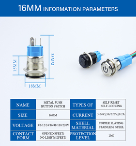 Impermeabile momentaneo chiusura a LED luce piccola Mini interruttore a pulsante 12/16/19mm in metallo interruttore a pulsante - Product Image 4