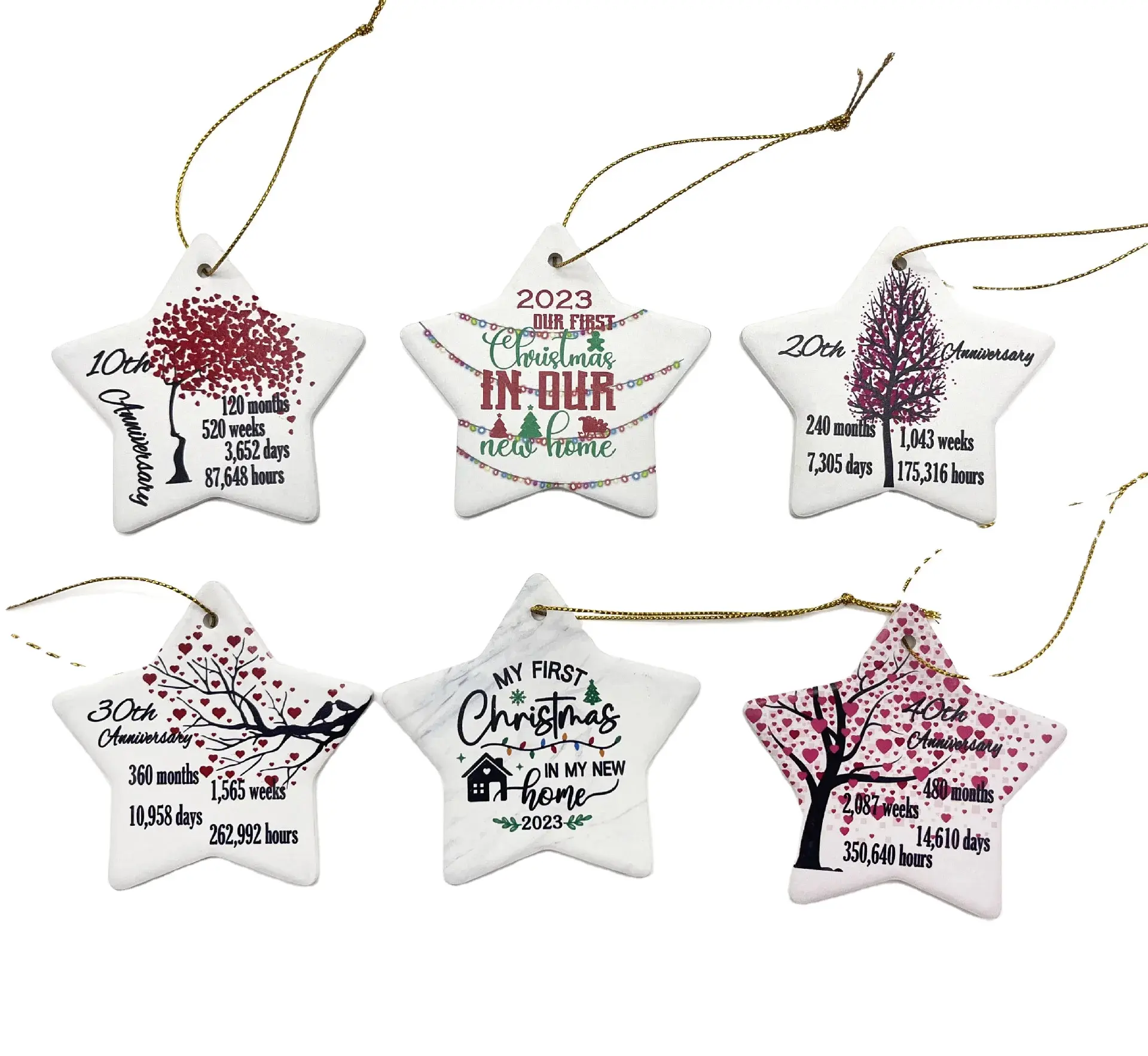 Personalizzare il Logo di natale ciondolo in ceramica bianco sublimazione ornamenti creativi trasferimento di calore stampa varie forme decorazioni