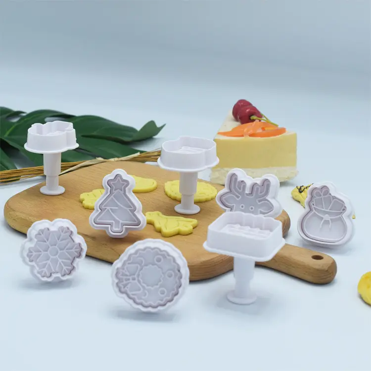 Molde de émbolo de galletas de Navidad, Mini moldes para hornear pasteles, bricolaje, decoración de plástico, molde de primavera en forma de 3D, venta al por mayor
