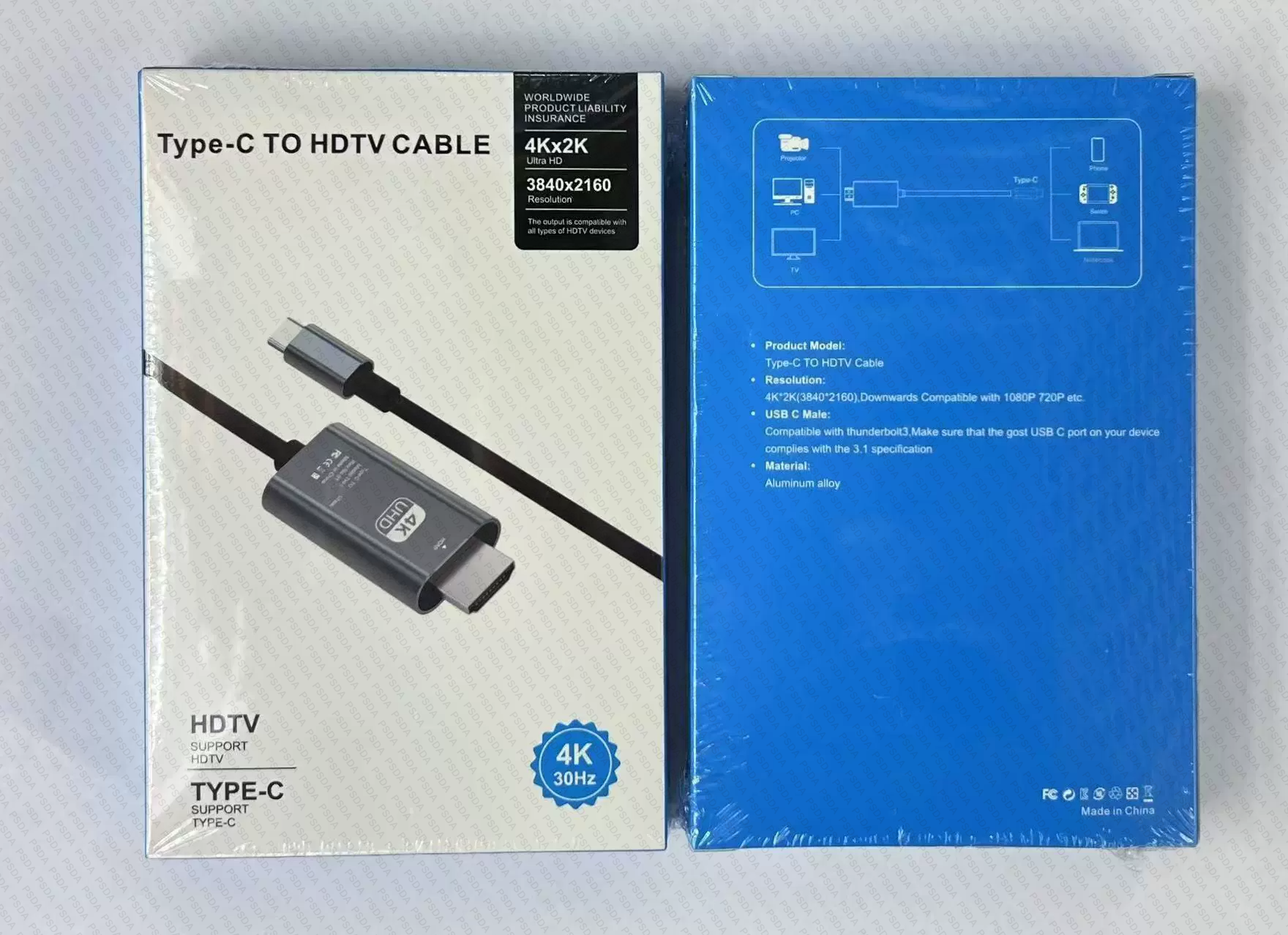 6 T9 4k30hz noir (fil tressé)