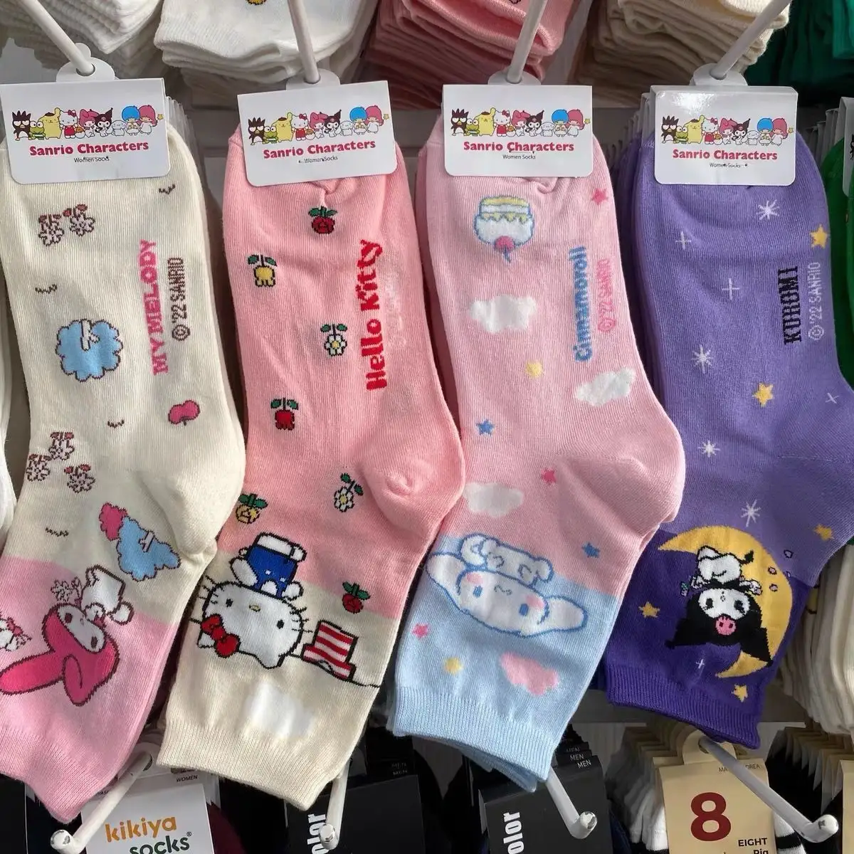 Venta al por mayor Sanlio Calcetines Dibujos Animados Algodón Tamaño Mediano Cinnamonoll Kulomi Mujeres Calcetines Chica Pascua Regalos Kawaii Melodi Calcetín