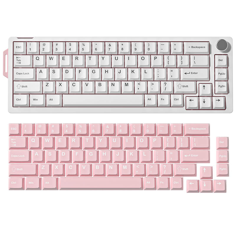 White keyboard+pink keycaps(set)