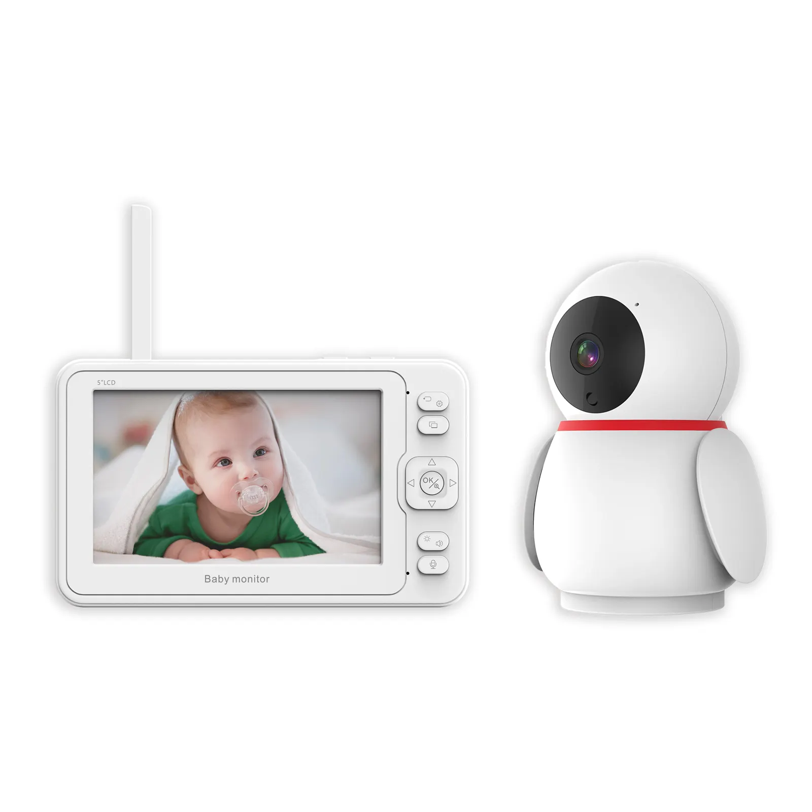 Visione notturna 1080P HD da 5.0 pollici Smart Baby Baby Sleeping Monitor 360 telecamera panoramica PTZ Video Baby Monitor