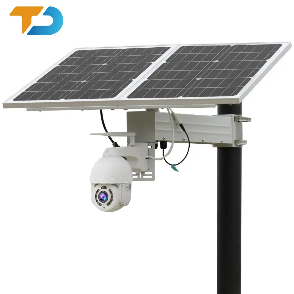 TecDeft-kit de energía solar para cámaras de videovigilancia, kit de energía solar de 8 mp, visión nocturna a todo color, HD de 360 grados, monitoreo remoto 4G, cctv