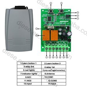 Drahtlose Fernbedienung HF-Schalter 433MHz 2-Kanal-Relais-Empfängermodul Sender für weit verbreitete Home Smart - Product Image 2