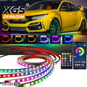 แถบไฟ LED ควบคุมผ่านแอป RGB ชุดไฟใต้แสง4ชิ้นสำหรับรถยนต์ไฟแถบเน้นแสงนีออน - Product Image 1