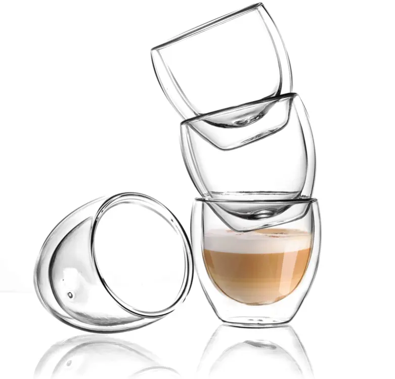 Su misura di Alta Borosilicato di Vetro Tazza di Caffè Tè mini Bicchiere di Birra Bicchieri a Doppia parete con Alto Borosilicato di Vetro