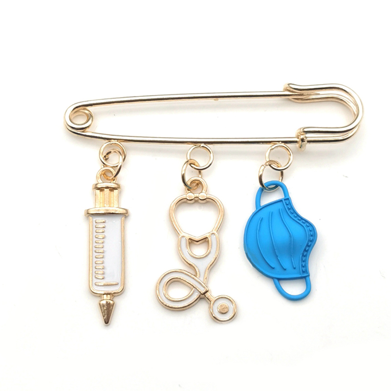 Blue Mask Medical Tools Brooch