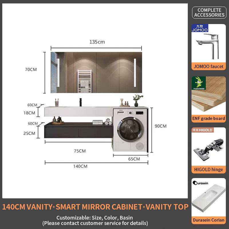 140Durasein Integrated Basin + Smart Mirror Cabinet