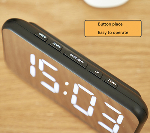 BSCI Audited OEM Small and Simple Digital Alarm Clock Mirror <strong>Led</strong> Clock Electronic Table Clock Display <strong>Time</strong> Temperature