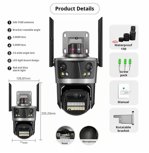 4MP 4G Wifi Cámara IP Tres lentes de cámara Ubox Eliminar seguimiento automático Mensajes de alarma Luces Bluetooth