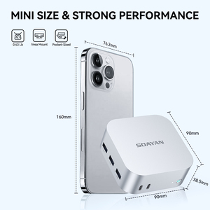 SOAYAN 2025 Neueste Mini-PCs DDR5 Kompakter Büro computer Intel N150 Mini-PC Win11 Pro/Linux Dual Lan Dual Typ C Kleiner PC - Product Image 6