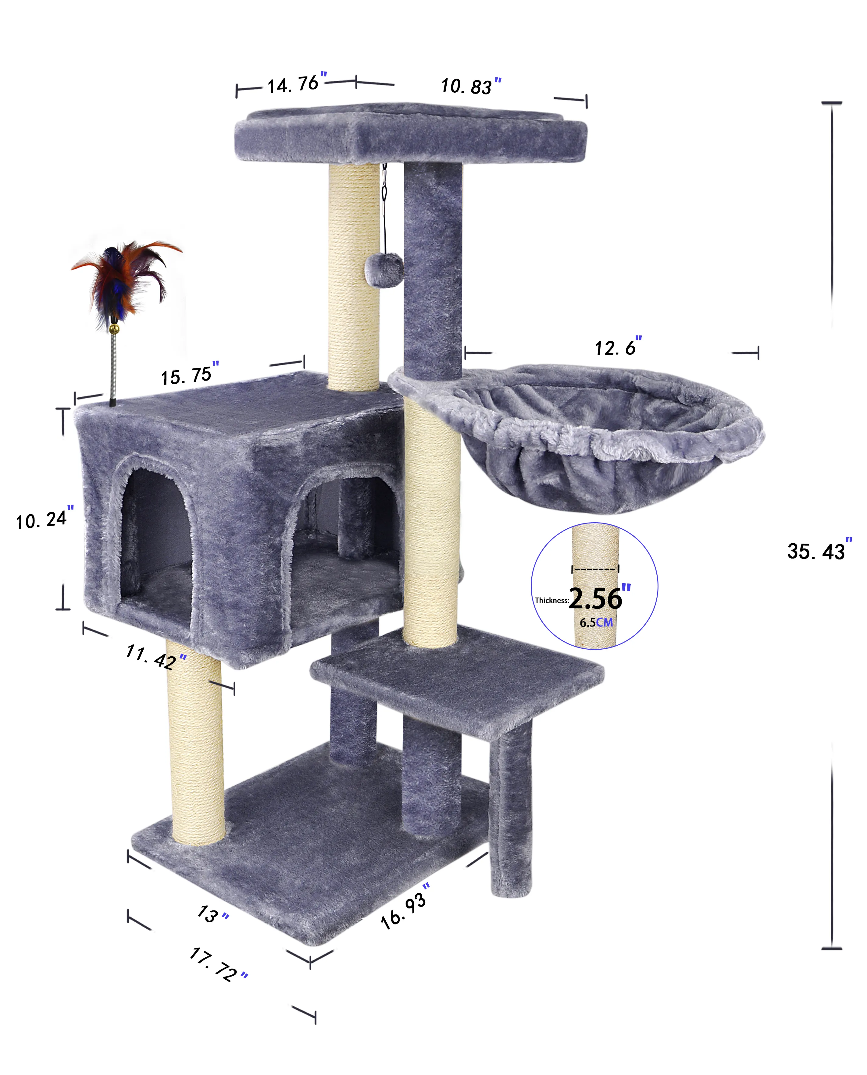 Стабильная модная черная серая кошачья башня для больших кошек по дешевой цене
