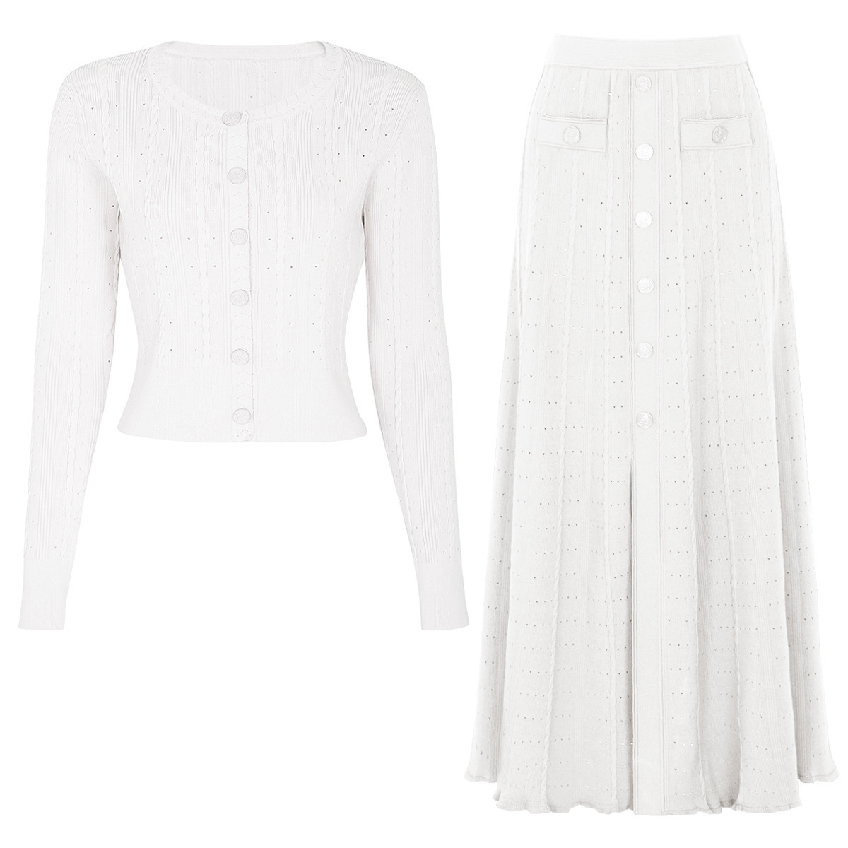 Completo due pezzi top + gonna bianco