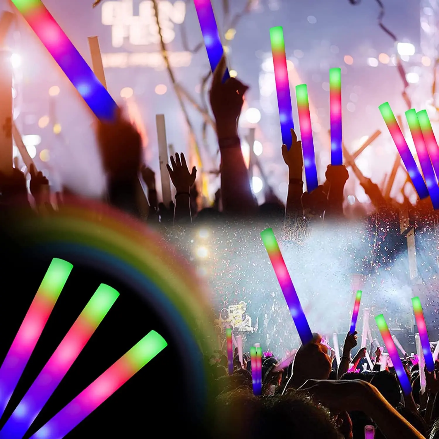 Cheer tüp Rgb ışık parti Dj gece kulübü konser olay dekorasyon oyuncak kızdırma sopa toplu renkli Led köpük sopa