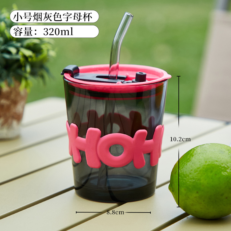 Short letter cup soot + cup cover + lid + straw + color box