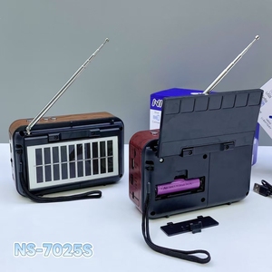 2025最新到货NS-7025S无线蓝牙扬声器经典风格太阳能RGB开关收音机电池供电收音机
