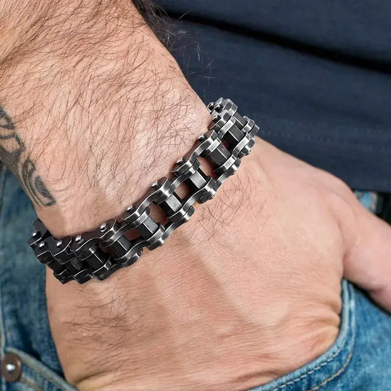 Biker Schmuck Herren Fahrradkette Armband Fahrrads chmuck Hip Hop Edelstahl Link Armband für Männer