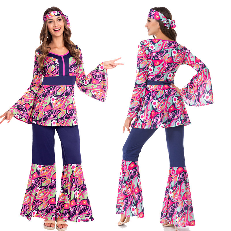 Purple Women Disco Costume Hip hop Pants Set