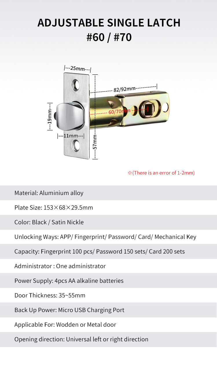 Tediton Safety APP Fingerprint Card Code Combination Smart Door Lock with Touch-Screen Keypad