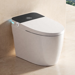 高級スマートトイレ自動Wcラウンドボウル床取り付け電動ビデ延長式高度シート暖房機能付き - Product Image 1