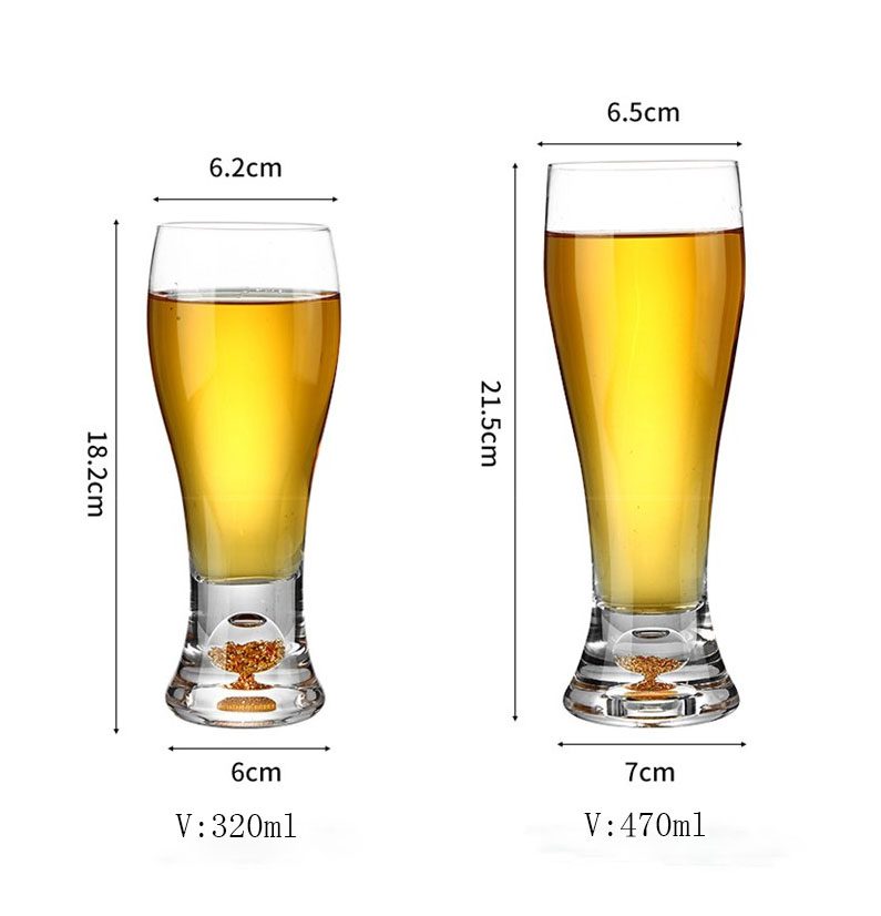 Creative personality bar beer mug hand-blown gold foil bottom beer glass home crystal wine glass mug