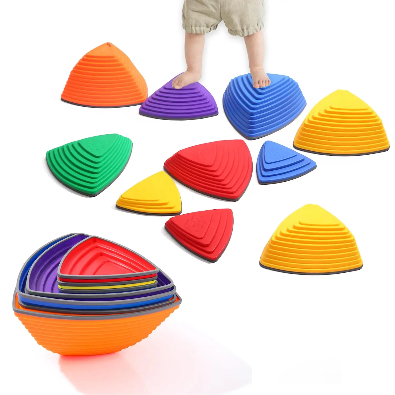 Stepping Stones for Kids Indoor & Outdoor Activity Slip-resistant help to Improve Coordination, Strength and Balance 11 pieces