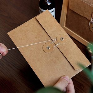 Kraft papier umschlag Vintage Umschläge Taschen mit Knopf und Schnur verschluss für Mail Postkarte Rechnungen Einladung Braun - Product Image 3