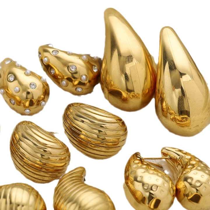 Wholesale Advanced Design 18K PVD Gold Plated Stainless Steel Water Drop Stud Earrings Fashionable Drop Earrings