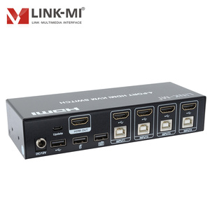 4K HDMI KVM开关4 HDMI 4 USB输入和1 HDMI输出支持鼠标和键盘自动开关热键无延迟4端口开关
