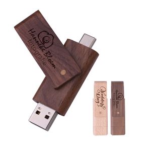 2-in-1 USB C 2.0 Cle木製OTG USBフラッシュドライブマイクロキー32GB 64GB 128GBタイプC iPhoneおよびAndroidデバイスに対応 - Product Image 2
