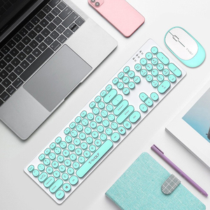 Gran oferta, más barato, 104 teclas, teclas redondas Retro coloridas, lindos teclados rosas para niñas, ordenador inalámbrico, combinación de ratón y teclado 2 en 1 - Product Image 3