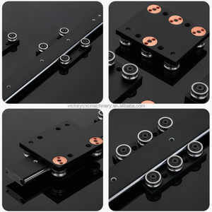 Bloque de riel deslizante de doble eje negro con cuatro ruedas, bloque de riel de guía lineal CNC, movimiento y bloque de cojinete de rueda - Product Image 3