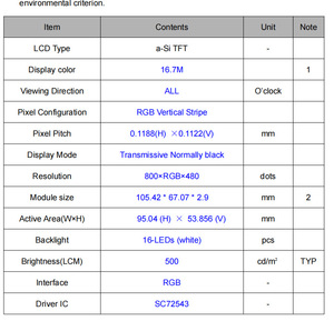 Modulo schermo LCD da 4.3 pollici IPS TFT 24 Bit RGB 480x272 risoluzione Display LCD - Product Image 4