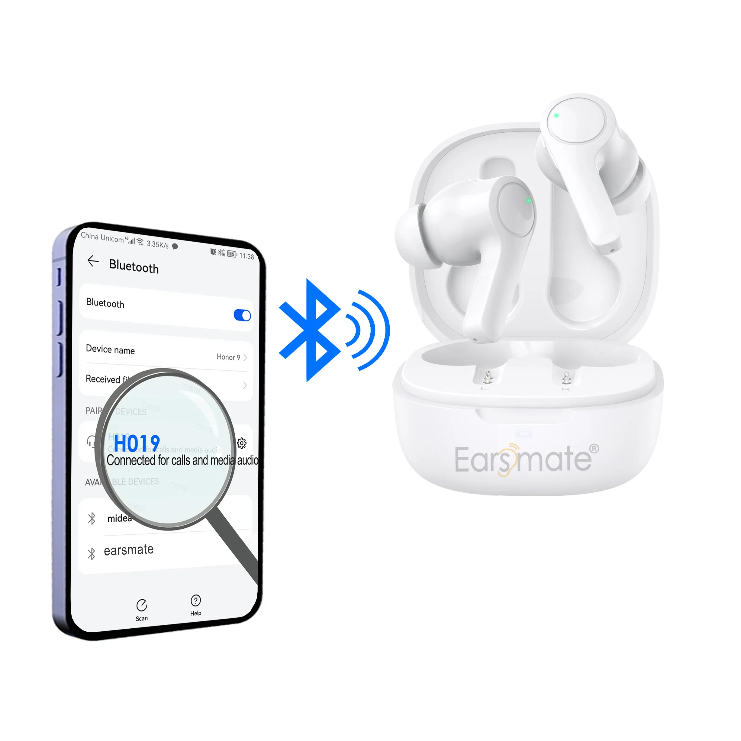 Earsmate 2023 audífono Ite Aids Blue Tooth en el oído audífono silencioso Audiofonos amplificador para personas con sordera