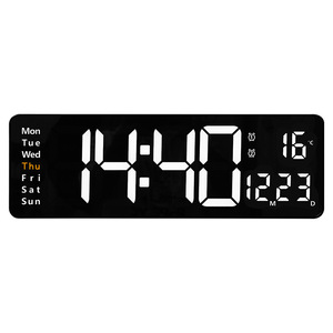 Grande LED Verde Relógio De Parede Controle Remoto Calendário Elétrico Dia Temperatura Display Único Rosto Eclético Agulha Despertador