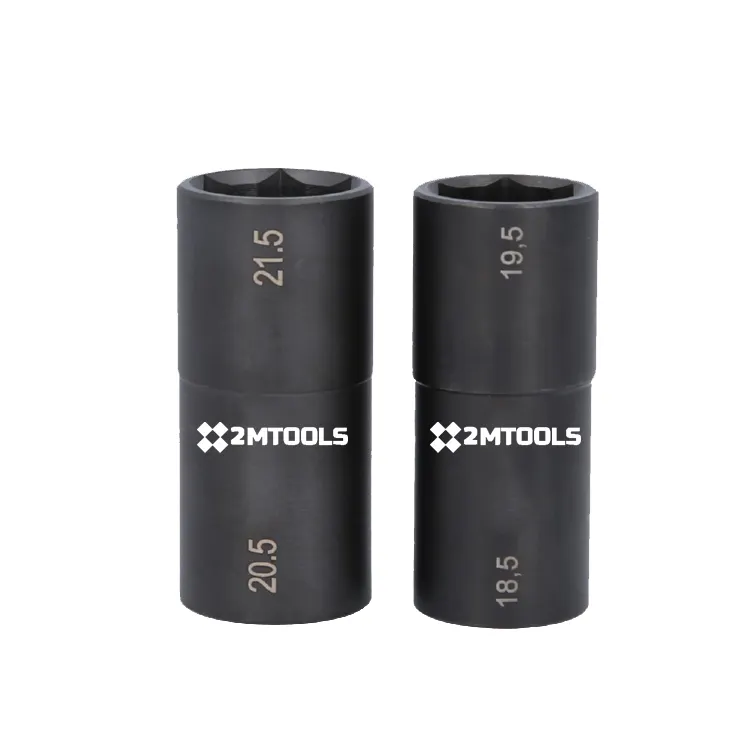 1/2-Inch Drive 6-Point hex Thin Wall Double Ended Impact Socket 18.5x19.5mm 20.5mm x 21.5mm Half Size Lug Nut Flip Socket