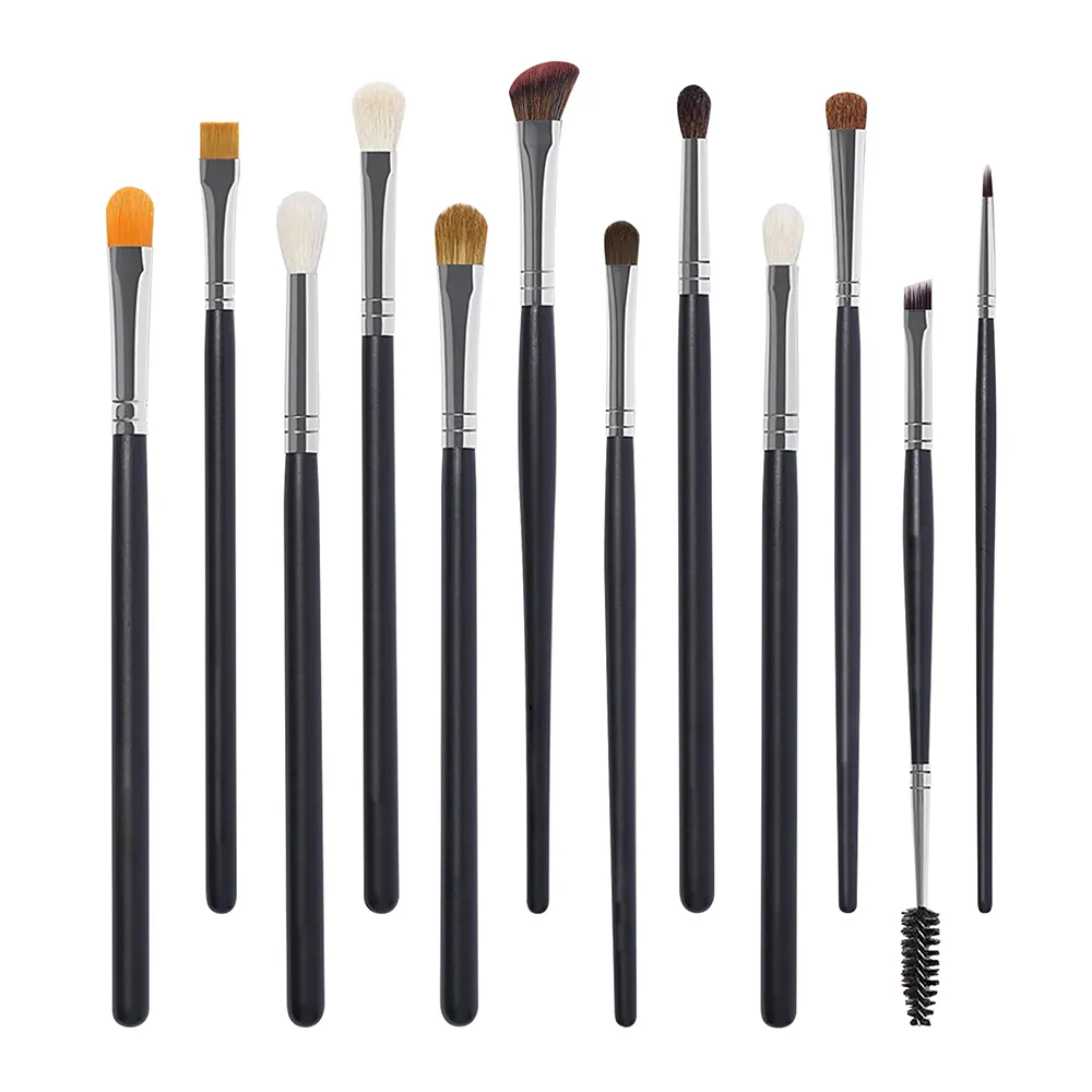 BUEART New black Eye shadow gloss eyeliner white makeup brush set eyeshadow blending concealer angled pencil makeup brush