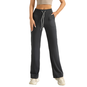 <strong>Lulu</strong> Yoga Suit Sports Mid Waist Suit Pants Shaping Slim High Elastic Straight Smooth Fit Pull-On High-Rise Pant Regular Causal - Product Image 1