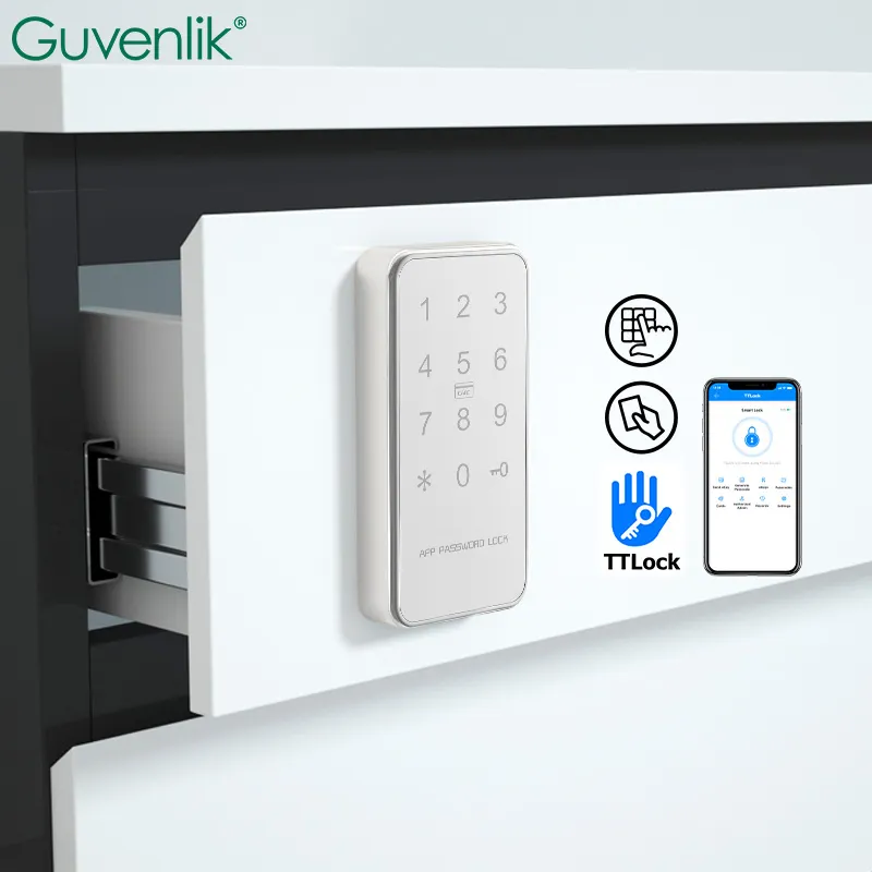 Guvenlik Smart TTLOCK APP Teclado eletrônico de segurança com código de pino digital, fechadura de armário e gaveta com tela sensível ao toque e senha