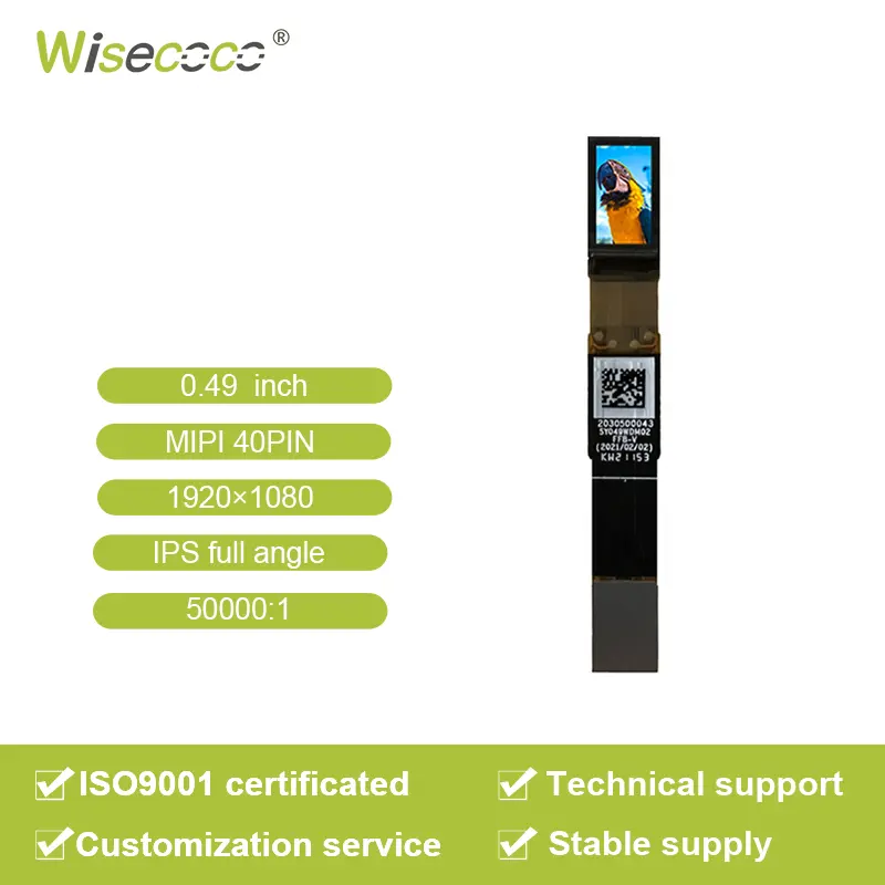 Wisecoco solusi layar Ar Vr 0.49 inci layar mikro Oled Mipi 40pin 1800cd/m2 1920*1080 Panel sentuh Mini opsional