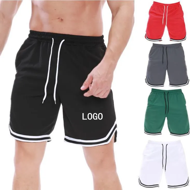 Shorts de malha esportivo masculino, shorts curtos com logotipo personalizado para academia praia basquete praia verão de suor