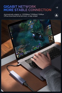 2025铝合金6合1 USB C集线器，紧凑型设计USB C RJ45以太网集线器，带4K60Hz HDMI适配器