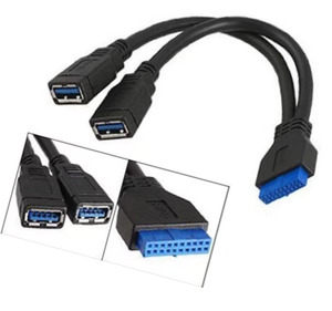25cm Mother Board USB3.<strong>0</strong> 20pin <strong>Header</strong> to <strong>2</strong> Ports <strong>USB</strong> <strong>3</strong>.<strong>0</strong> Female Cable for Front Panel - Product Image 1
