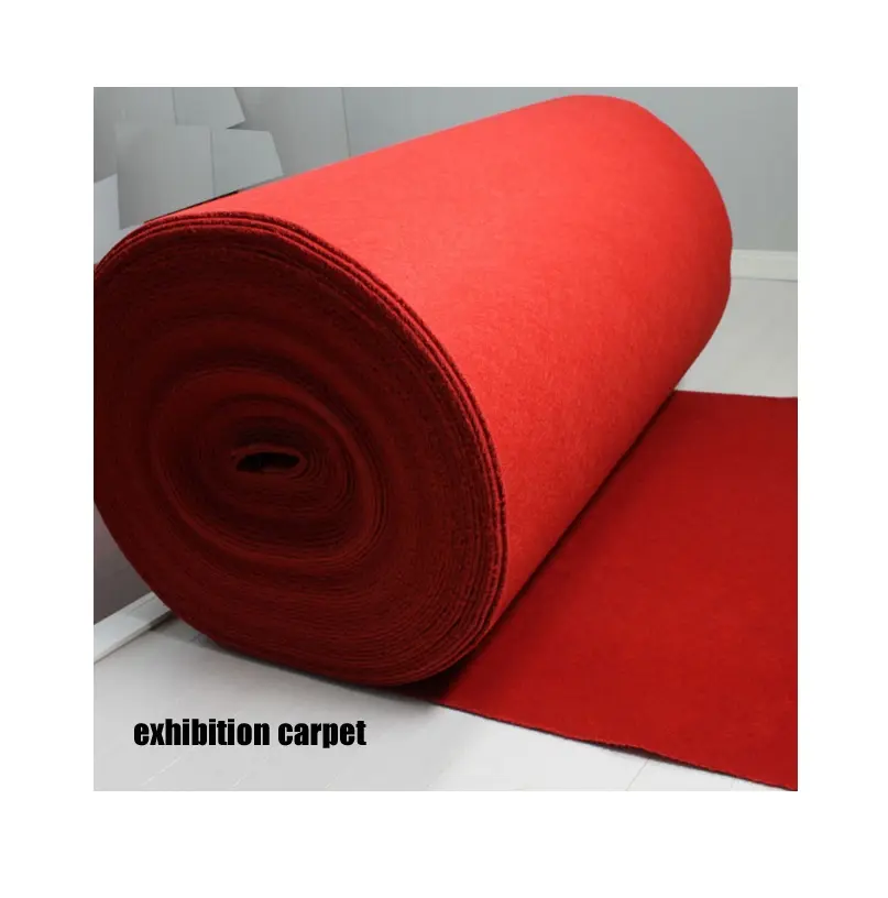 Lain-punzón de aguja de superficie, Alfombra de exposición no tejida, alfombra popular roja para eventos de boda