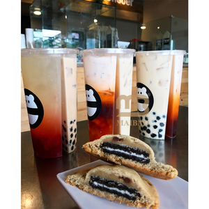 500ml 700ml pp Twins Split Plastic <strong>Cup</strong> Boba Tea Bubble Tea Double Shared <strong>2</strong> Compartment Juice <strong>Cup</strong> With Lid Custom Logo Print - Product Image 4